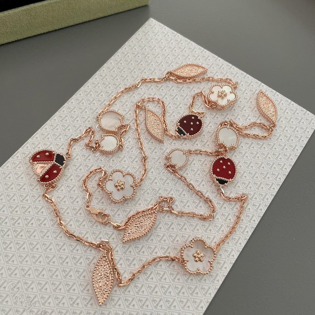 [Violet JW]LUCKY SPRING 15 MOTIFS ROSE GOLD NECKLACE