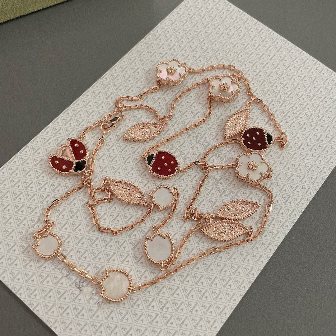[Violet JW]LUCKY SPRING 15 MOTIFS ROSE GOLD NECKLACE