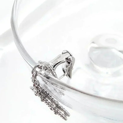 [Violet JW]CLOVER 2 MOTIFS  DIAMOND ONYX EARRINGS SILVER