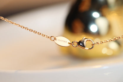 [Baslove]JEUX マラカイト 1ダイヤモンド ピンクゴールドネックレス