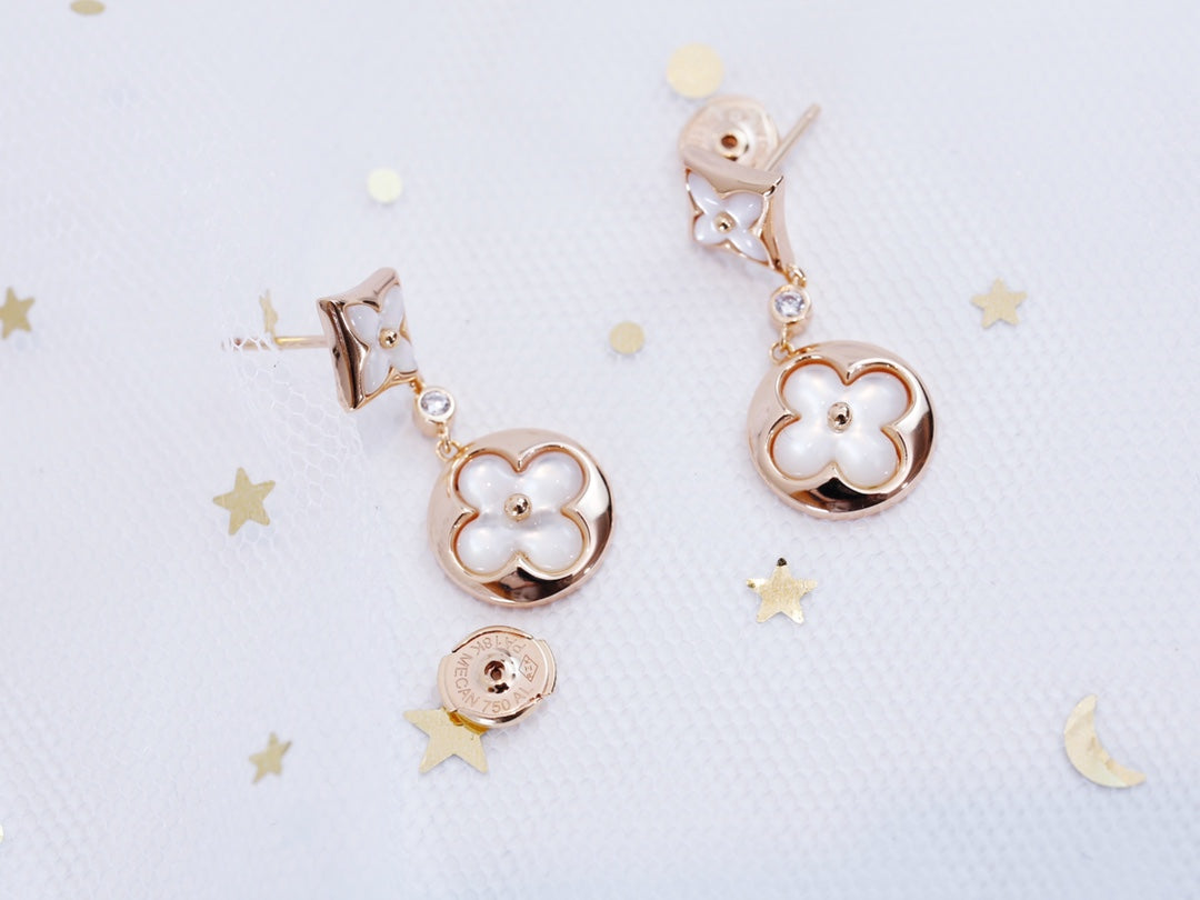 [Violet JW]STAR AND SUN PINK GOLD MOP DROP EARRINGS