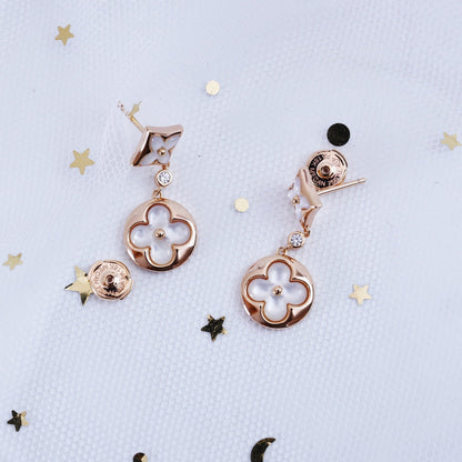 [Violet JW]STAR AND SUN PINK GOLD MOP DROP EARRINGS