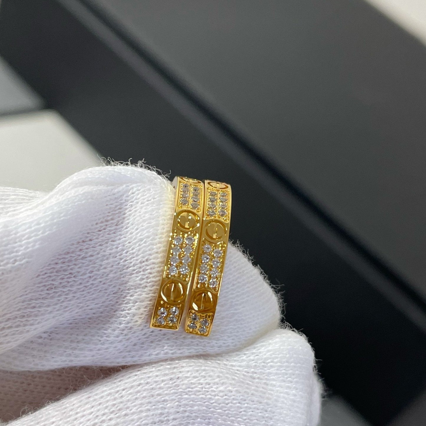 [Baslove]ラブダイヤモンドゴールドフープピアス