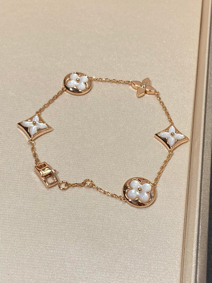 [Violet JW]STAR AND SUN 5 MOTIF MOP PINK GOLD BRACELET