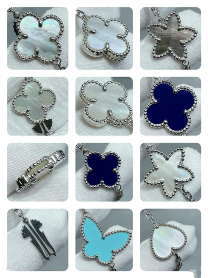 [Violet JW]LUCKY CLOVER SILVER 11 MOTIF NECKLACE