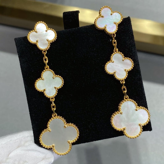 [Violet JW]CLOVER MOP 3 MOTIFS GOLD EARRINGS