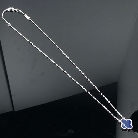 [Violet JW]CLOVER PIETERSITE SILVER LONG NECKLACE