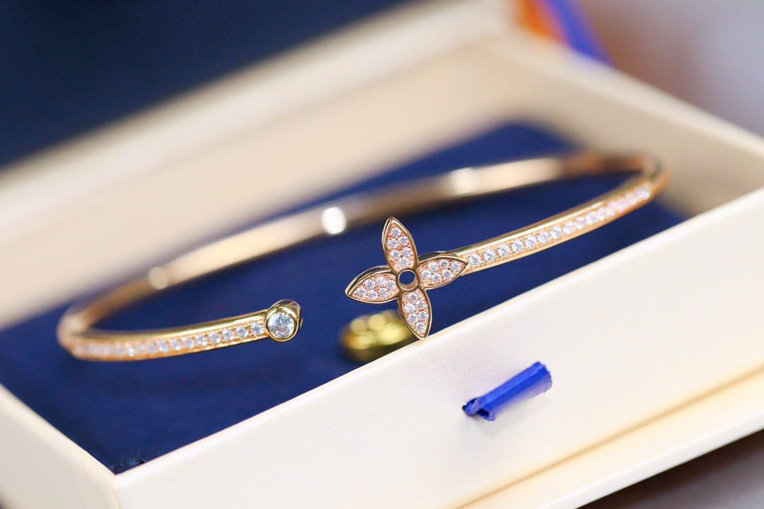 [Baslove]LV イディール ピンクゴールド オープンブレスレット ダイヤモンド パヴェ