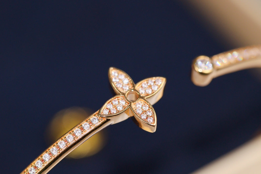 [Baslove]LV イディール ピンクゴールド オープンブレスレット ダイヤモンド パヴェ