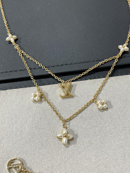 [Violet JW]FLOWERGRAM GOLD MOP DOUBLE ROW NECKLACE
