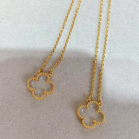 [Violet JW]CLOVER ROCK CRYSTAL ROSE GOLD NECKLACE