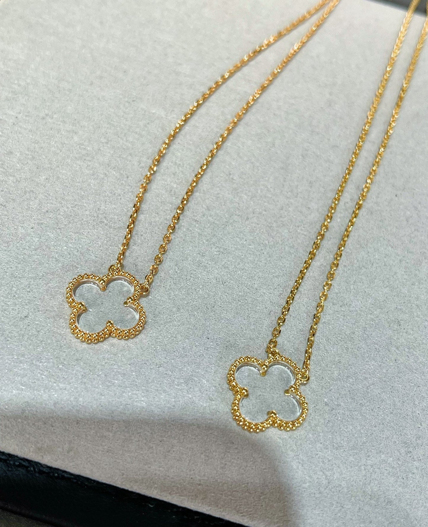 [Violet JW]CLOVER ROCK CRYSTAL ROSE GOLD NECKLACE