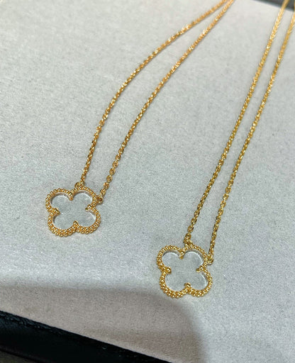 [Violet JW]CLOVER ROCK CRYSTAL ROSE GOLD NECKLACE