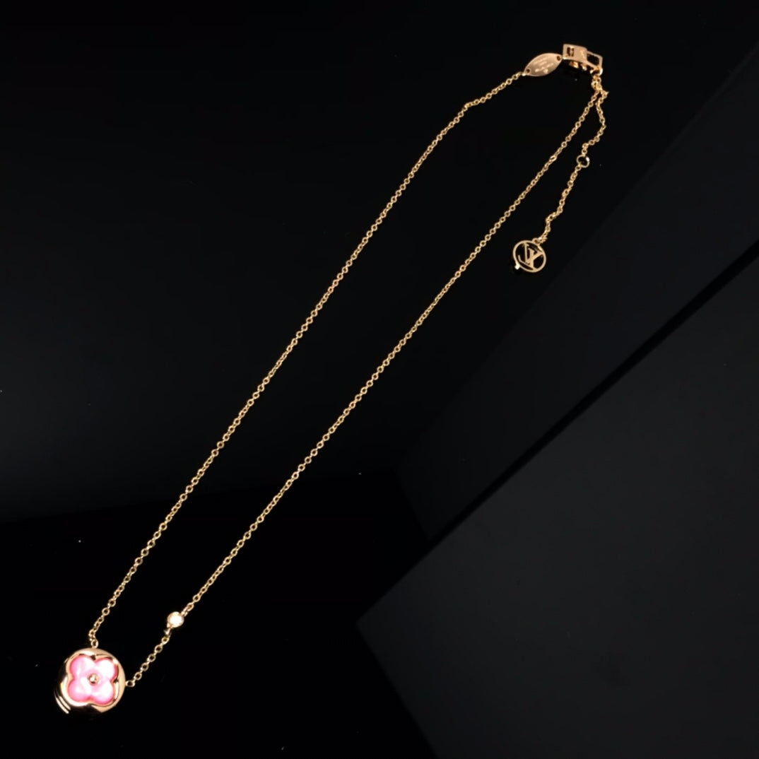 [Violet JW]COLOR BLOSSOM PINK MOP SUN GOLD NECKLACE