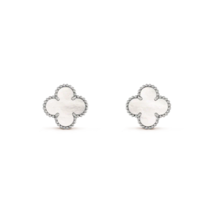 [Baslove]CLOVER MEDIUM 1 MOTIVE WEISS MOP OHRRINGE SILBER