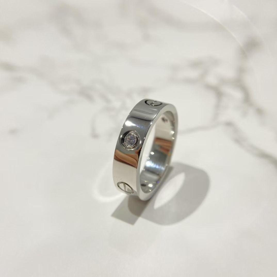 [Baslove] LIEBESRING 5,5 MM 3 DIAMANTEN SILBER