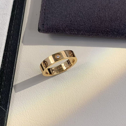 [Baslove]ラブリング 4MM 1ダイヤモンド ピンクゴールド