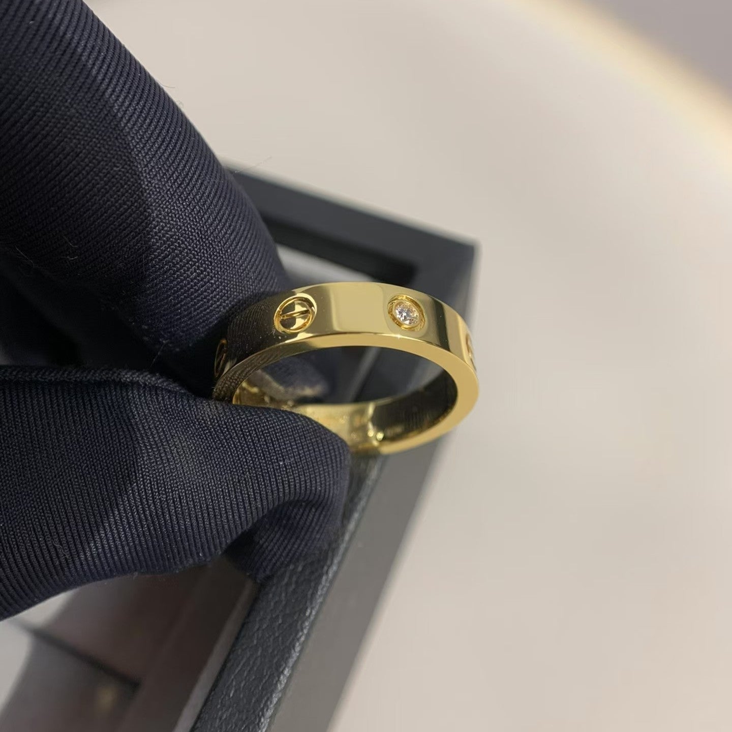 [Violet JW]LOVE RING 4MM 1 DIAMOND GOLD