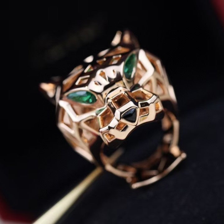 [Violet JW]HOLLOW LEOPARD HEAD RING