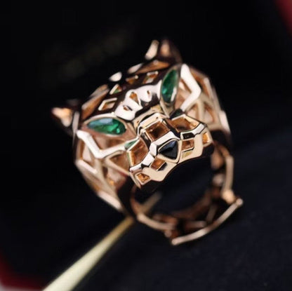 [Violet JW]HOLLOW LEOPARD HEAD RING