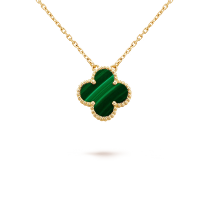 [Violet JW]CLOVER 15MM MALACHITE SINGLE FLOWER  NECKLACE