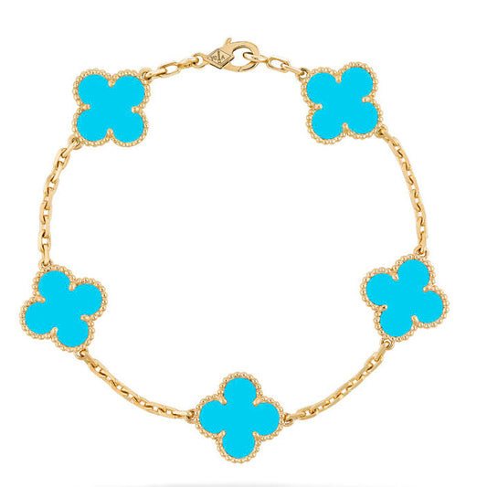 [Violet JW]CLOVER 5 MOTIFS TURQUOISE BRACELET