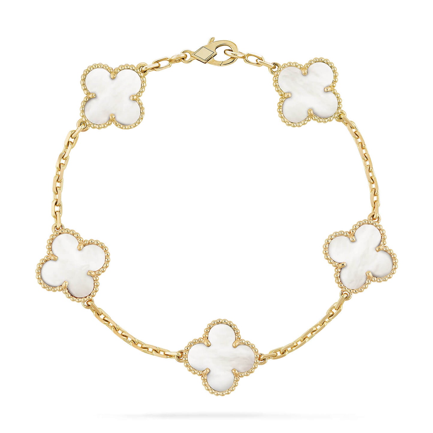 [Violet JW]CLOVER  5 MOTIF WHITE MOP BRACELET