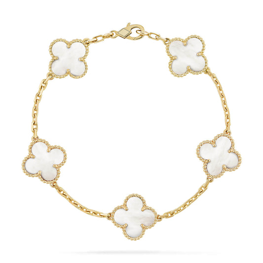 [Violet JW]CLOVER  5 MOTIF WHITE MOP BRACELET
