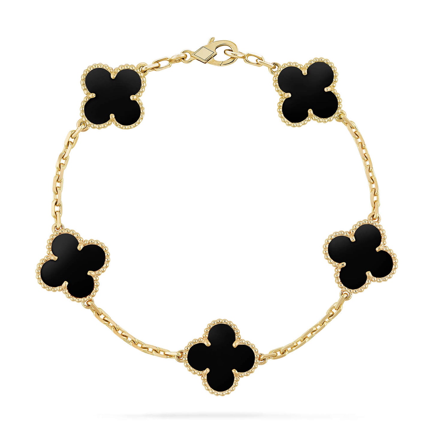 [Violet JW]CLOVER  5 MOTIFS BLACK ONYX BRACELET