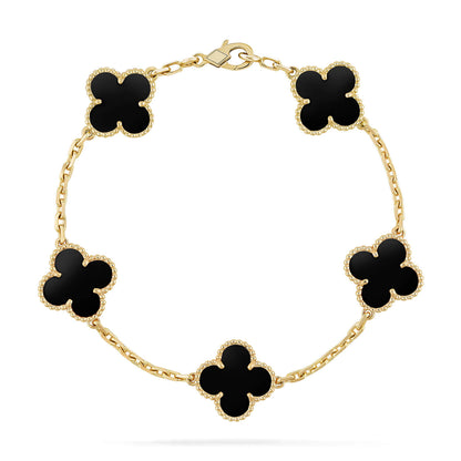 [Violet JW]CLOVER  5 MOTIFS BLACK ONYX BRACELET