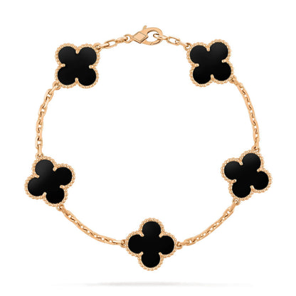 [Violet JW]CLOVER  5 MOTIFS BLACK ONYX BRACELET