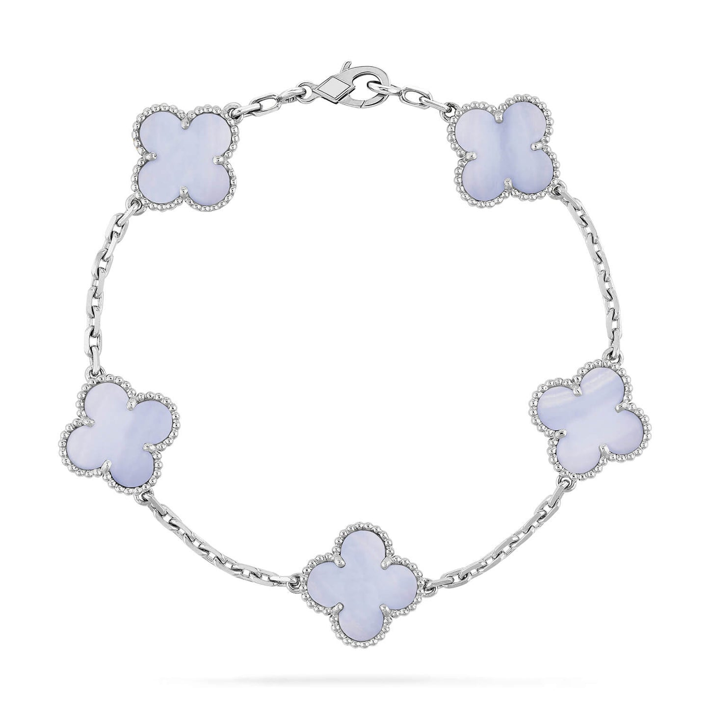 [Violet JW]CLOVER  5 MOTIF PURPLE CHALCEDONY BRACELET SILVER