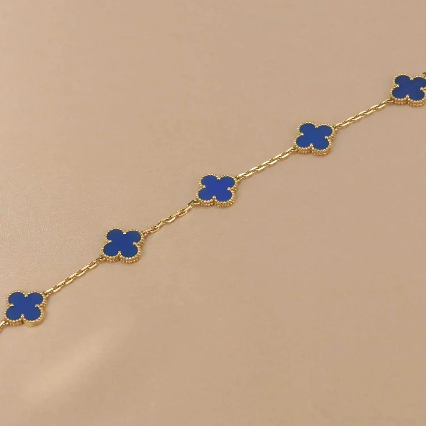 [Violet JW]CLOVER 5 MOTIFS BLUE AGATE BRACELET