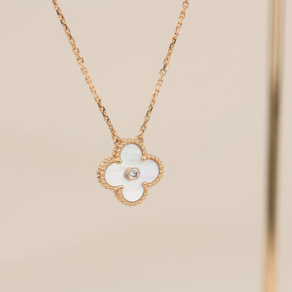 [Violet JW]CLOVER 15MM DIAMOND WHITE FRITILLARIA NECKLACE