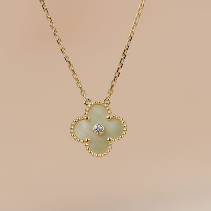 [Violet JW]CLOVER 15MM DIAMOND GOLD MOTHER OF PEARL NECKLACE