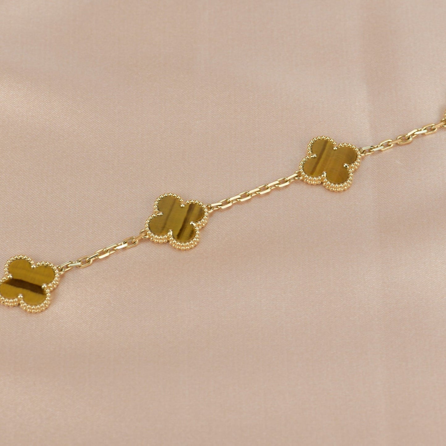 [Violet JW]CLOVER  5 MOTIFS TIGER EYE BRACELET
