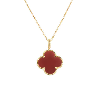 [Violet JW]CLOVER 25MM NECKLACE GOLD CARNELIAN