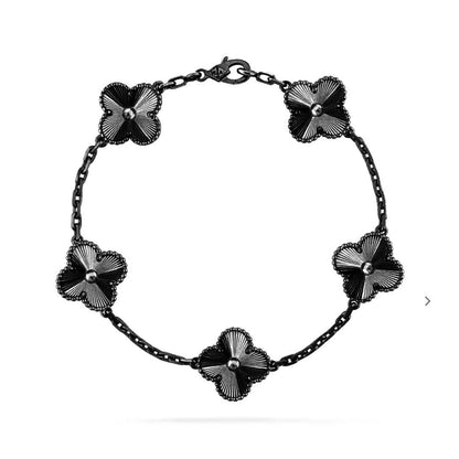 [Violet JW]CLOVER 5 MOTIF BLACK BRACELET