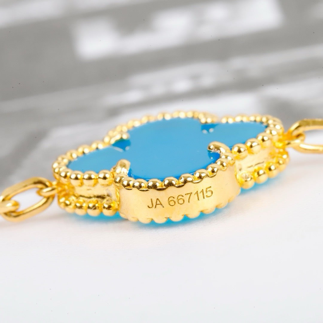 [Violet JW]CLOVER 5 MOTIFS TURQUOISE BRACELET