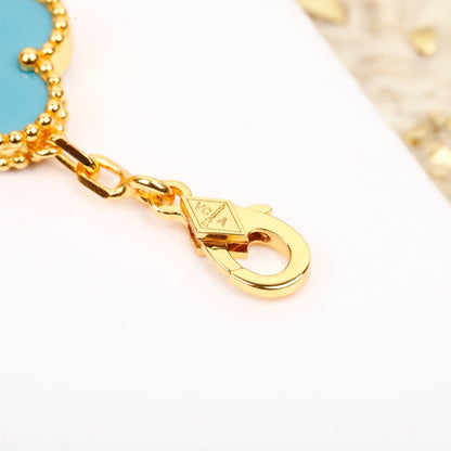[Violet JW]CLOVER 5 MOTIF TURQUOISE DIAMOND GOLD BRACELET