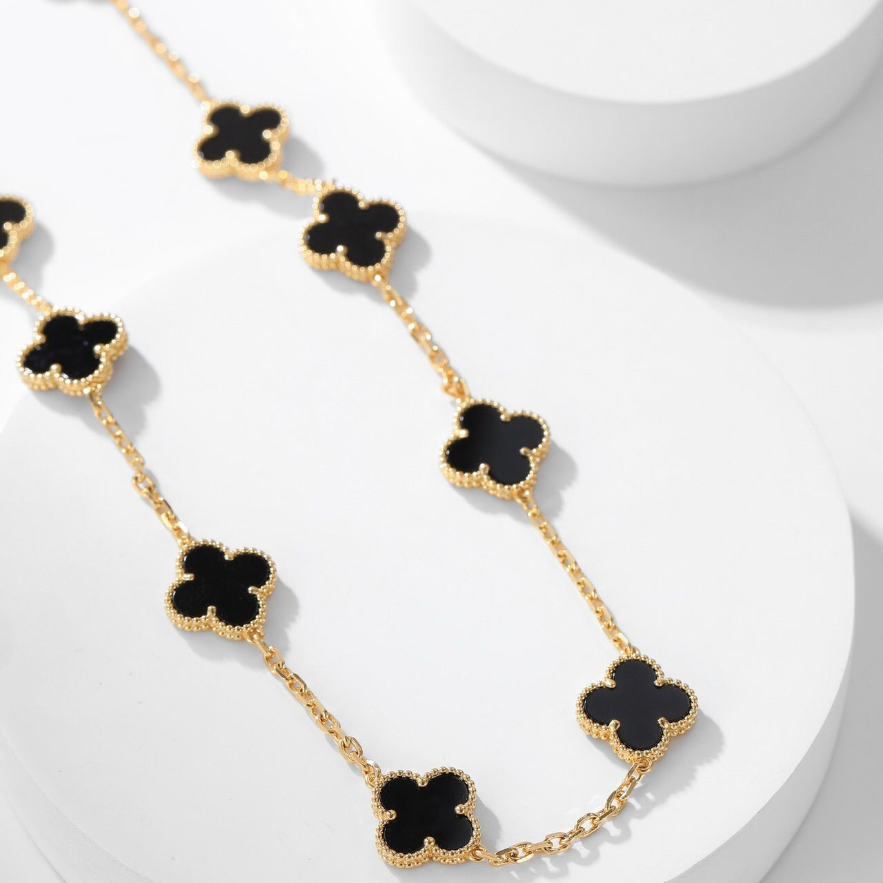 [Violet JW]CLOVER 10 MOTIFS ONYX NECKLACE