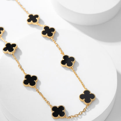 [Violet JW]CLOVER 10 MOTIFS ONYX NECKLACE