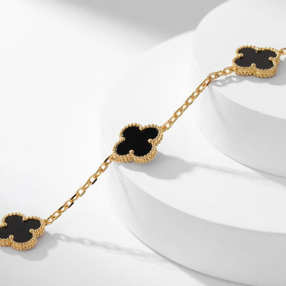 [Violet JW]CLOVER 10 MOTIFS ONYX NECKLACE