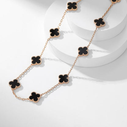 [Violet JW]CLOVER 10 MOTIFS ONYX NECKLACE