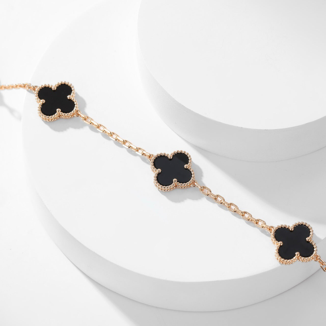 [Violet JW]CLOVER 10 MOTIFS ONYX NECKLACE