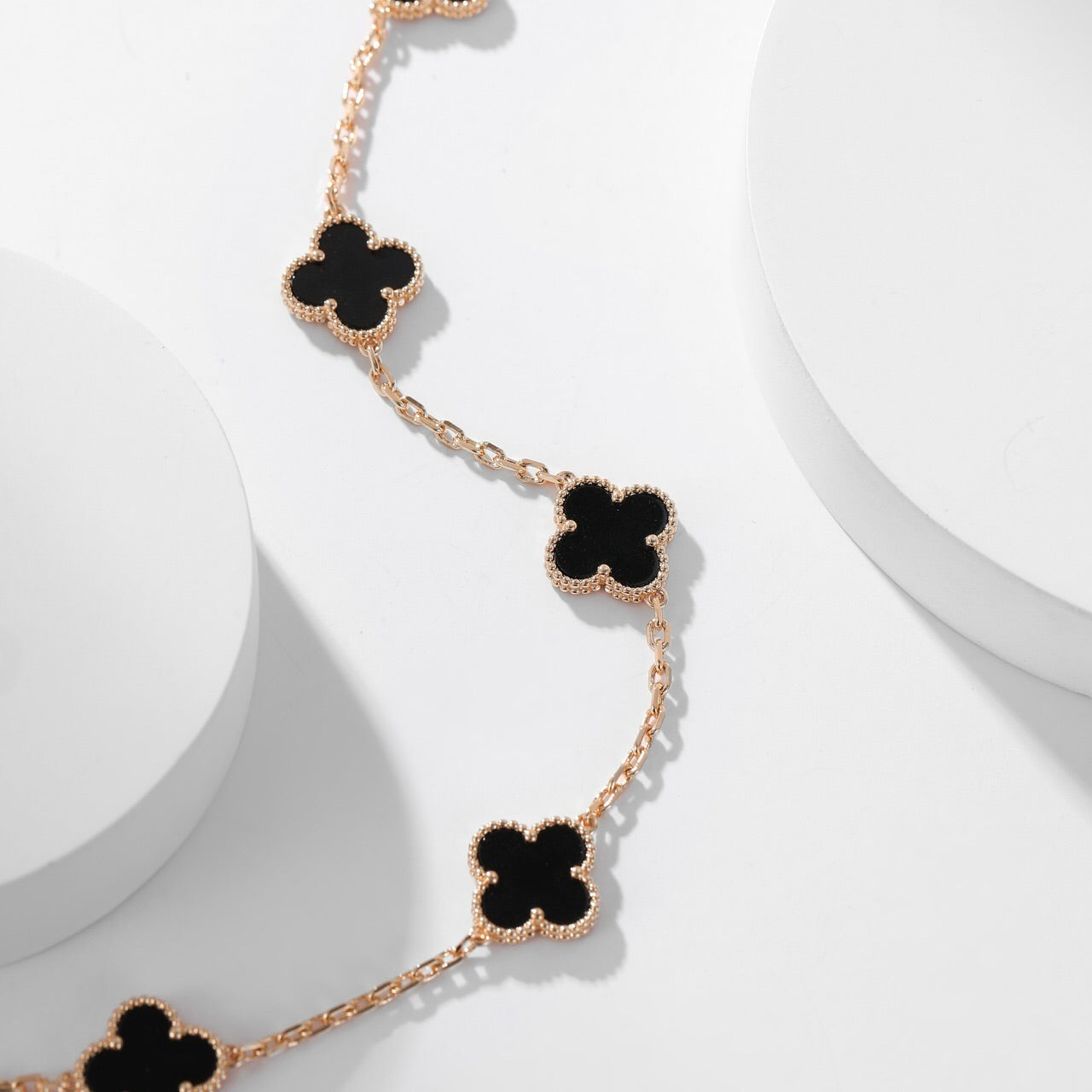 [Violet JW]CLOVER 10 MOTIFS ONYX NECKLACE