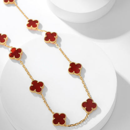 [Violet JW]CLOVER 10 MOTIFS CARNELIAN NECKLACE
