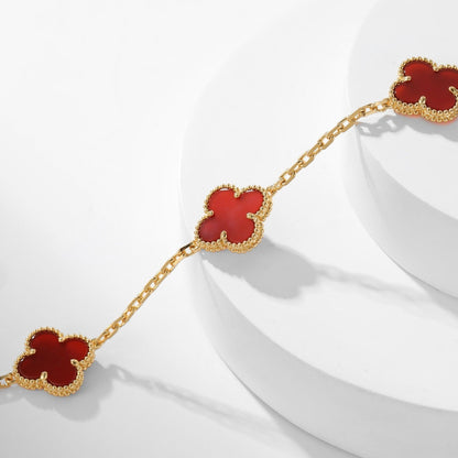 [Violet JW]CLOVER 10 MOTIFS CARNELIAN NECKLACE