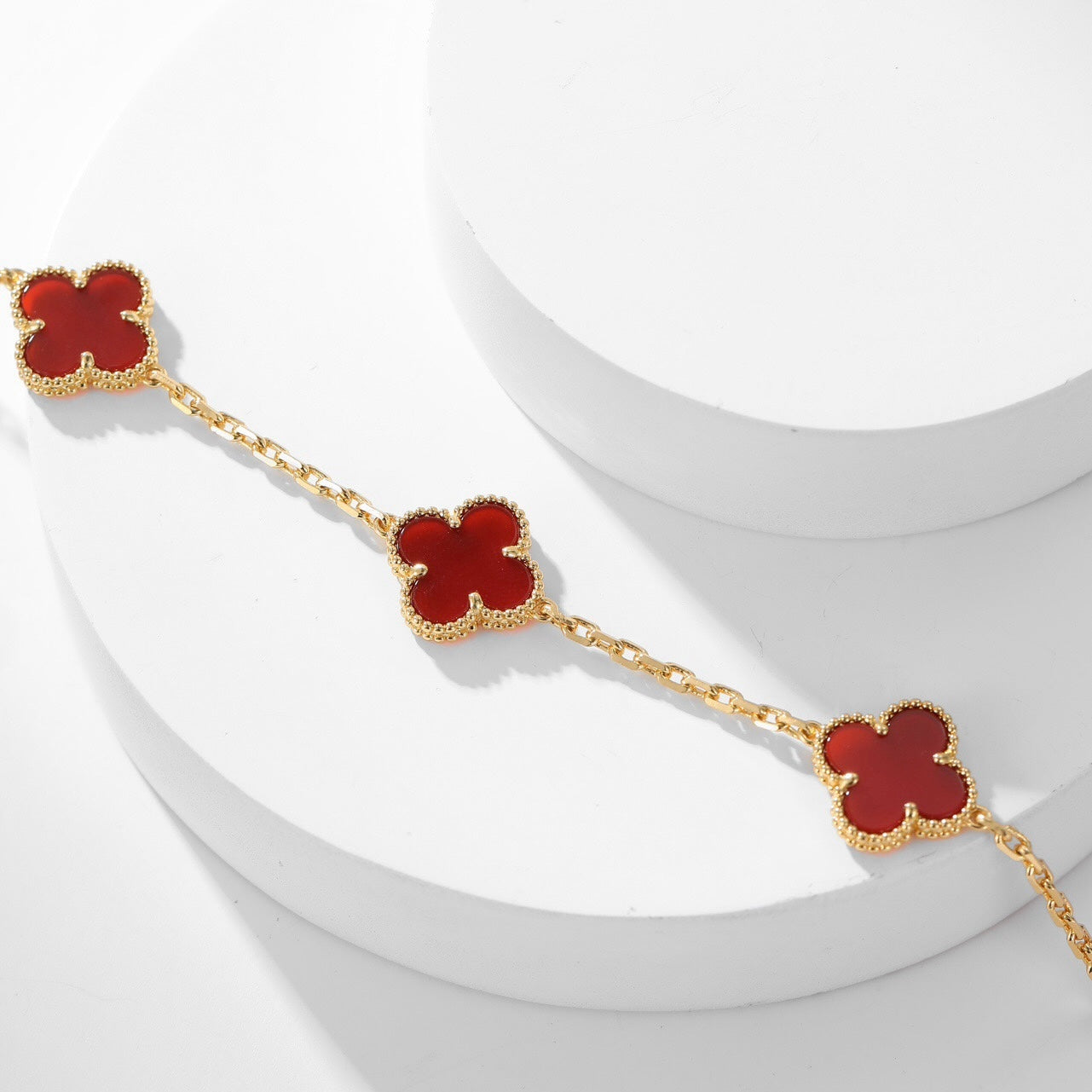 [Violet JW]CLOVER 10 MOTIFS CARNELIAN NECKLACE