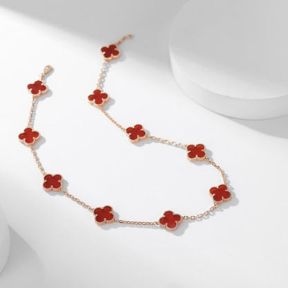 [Violet JW]CLOVER 10 MOTIFS CARNELIAN NECKLACE